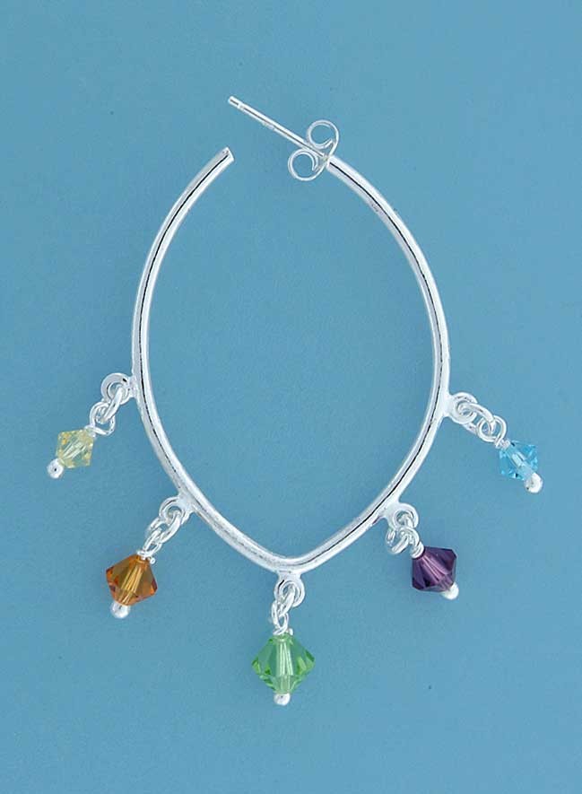 SPC FANCY HOOP STUDS WITH COL.CRYSTALS =