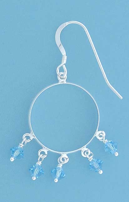 SPC 20mm BAND EARRINGS WITH BLUE CRYST.=