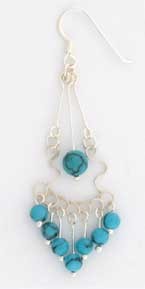 SPC WIREWORK/TURQ BEADS DROP EARRINGS