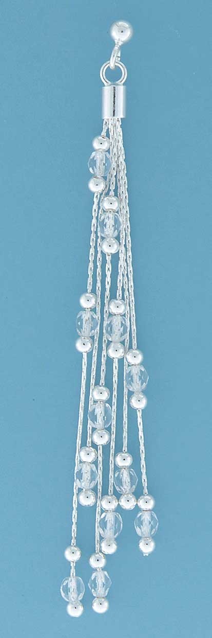 SPC WHITE CRYSTAL TASSLE DROP EARRINGS