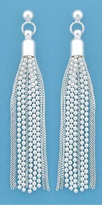 SPC CURB/BEAD CHAIN TASSLE EARRINGS    =