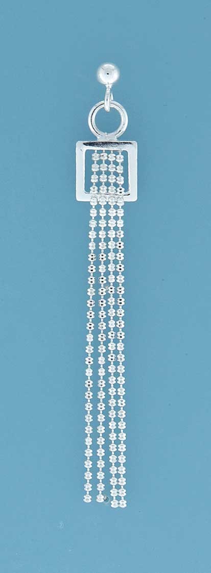 SPC BALLSTUD/SQUARE/4 ROW CHAIN EARRING=