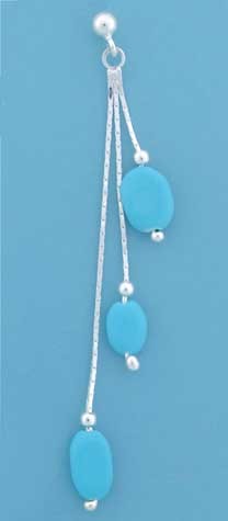 SPC 3 STRAND TURQ PEBBLE DROP EARRINGS =