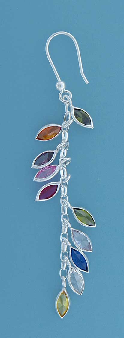 SPC MULTI-COL.MARQUIS CZ CHAIN EARRINGS