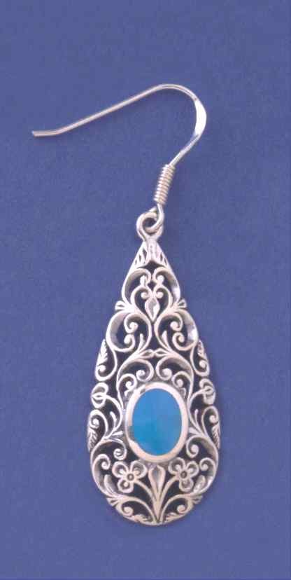 SPC TURQ FILIGREE DROP EARRINGS        =