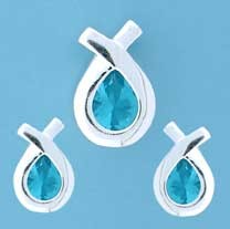 SPC BLUE TEARDROP X-OVER STUD/PEND.SET =