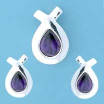 SPC PURPLE TEARDROP XOVER STUD/PEND.SET=