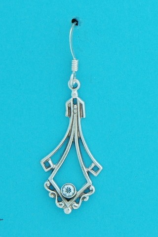 SPC CZ DROP EARRING WITH SMALL SCROLLS =