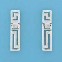 SPC HINGED GREEK KEY BAR STUD EARRINGS =