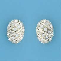 SPC DIAGONALLY SET OVAL GLITTER STUDS
