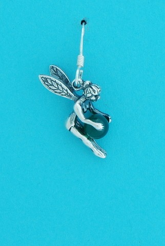 SPC FAIRY DROP EARRING/GRN AGATE BALL  =