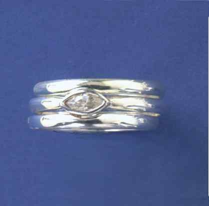 SPC MARQUISE CZ SET RING/ 2 PLAIN BANDS