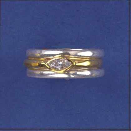 SPC MARQUISE CZ PLATED RING/2 PLAIN BAN-