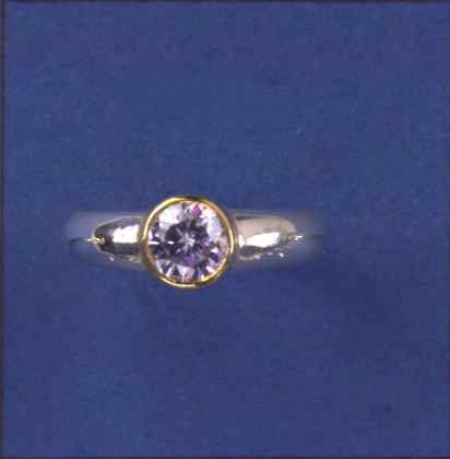 SPC 6mm PINK CZ PLATED BEZEL D SECT RIN-
