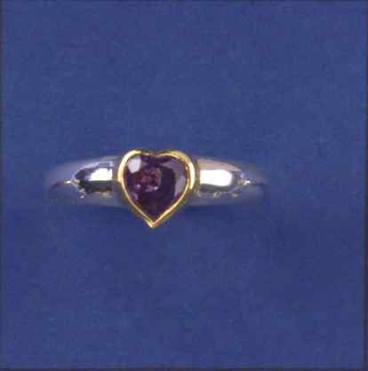 SPC7mm PURPLE HEART CZ PLATED BEZEL RING