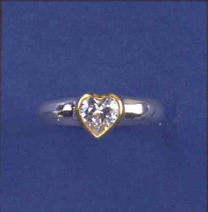 SPC 7mm HEART CZ PLATED BEZEL RING     =