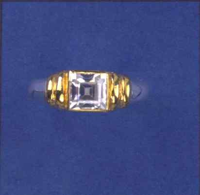 SPC 6mm SQ.CZ PLATED TOP FANCY RING
