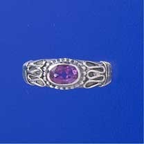 SPC 7x4mm HORIZONTAL AMETHYST BALI RING=