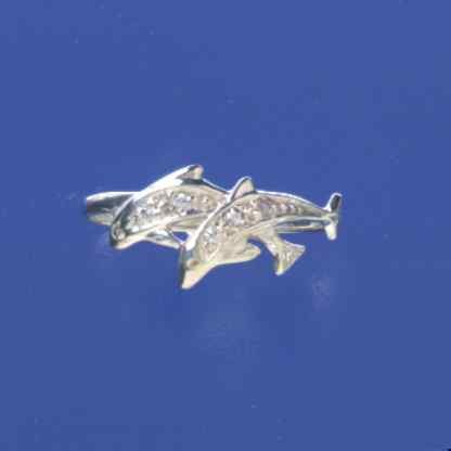 SPC CZ SET DOUBLE DOLPHIN RING         =