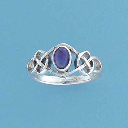 SPC 6x4mm AMETHYST CELTIC SHANK RING   =