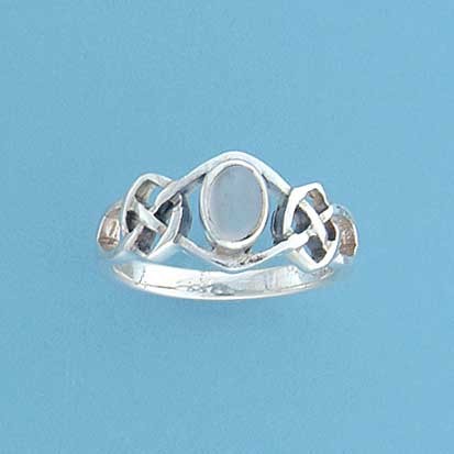 SPC 6x4mm MOONSTONE CELTIC SHANK RING  =