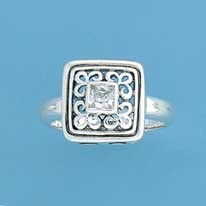 SPC SQ. CZ FILIGREE TOP RING