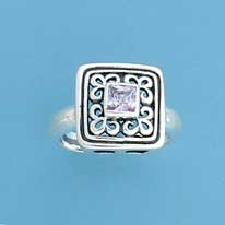 SPC SQ.LAVENDER CZ FILIGREE TOP RING