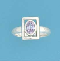 SPC OPEN SQ.TOP OVAL LAVENDER CZ RING