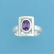 SPC OPEN SQ.TOP OVAL PURPLE CZ RING