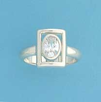 SPC OPEN SQ.TOP OVAL CZ RING