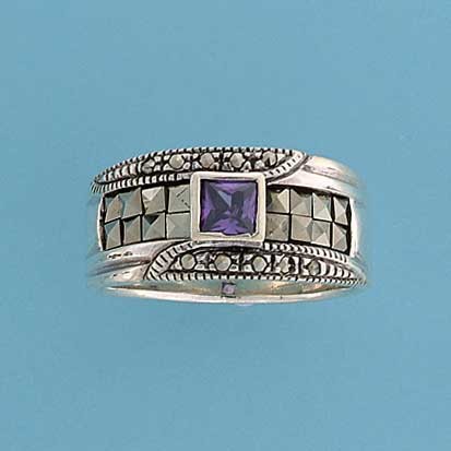 SPC SQ.PURPLE CZ/MARCASITE BAND