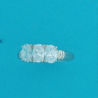 SPC 3 STONE OVAL CZ DRESS RING