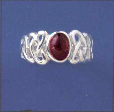 SPC 7x5 GARNET PLAIT SHANK CELTIC RING