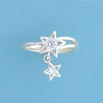 SPC CZ SHOOTING STAR RING/HANGING STAR =