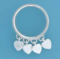 SPC 4mm COURT BAND WITH HANGING HEARTS =