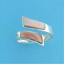 SPC  PINK PAUA SHELL CROSSOVER RING    =