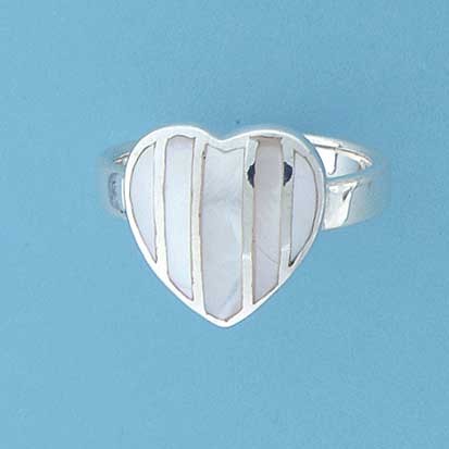SPC INLAID M.O.P STRIPEY HEART RING