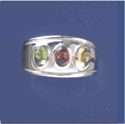SPC 3 CAB STONES ON TAPERED BAND RING  =
