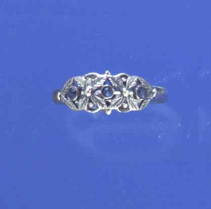 SPC 3 STONE SAPPHIRE SMALL FANCY RING  =