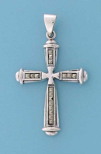 SPC CAPPED CHANNEL SET MARCASITE CROSS =