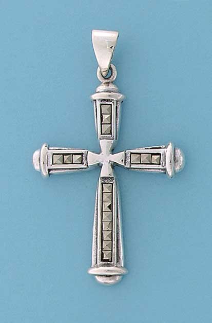 SPC CAPPED CHANNEL SET MARCASITE CROSS =