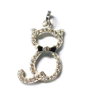 SPC CAT PENDANT WITH CZ EDGEING