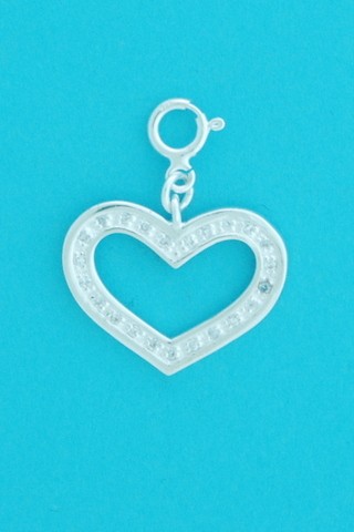 SPC  PAVE SET CZ HEART CLIPON PENDANT  =