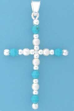 SPC 50x35mm IMM.TURQ/LASER BEADS CROSS