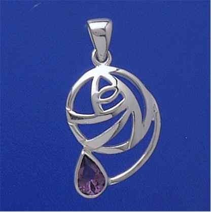 SPC TEARDROP PURPLE STONE RM STYLE PEND=