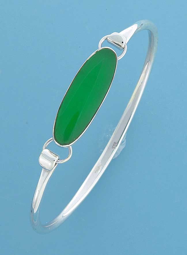 SPC 28x9mm OVAL GREEN AGATE CLIP BANGLE=