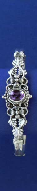 SPC OVAL AMETHYST FLOWER BANGLE        =