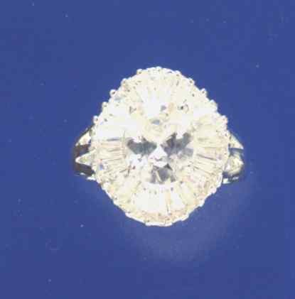 SPC OVAL CZ/BAGETTE CZ CLUSTER RING