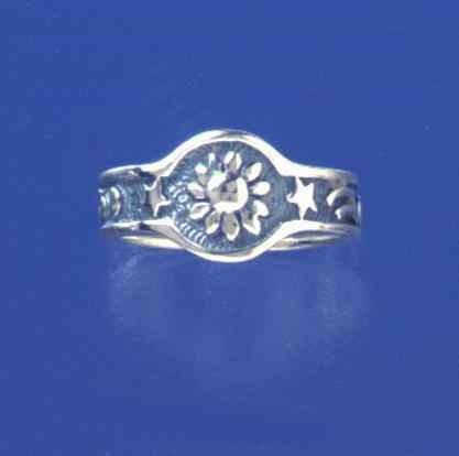 SPC OXIDISED SUN MOON AND STARS RING