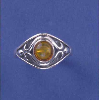 SPC 6mm AMBER CELTIC OXIDISED DES.RING -